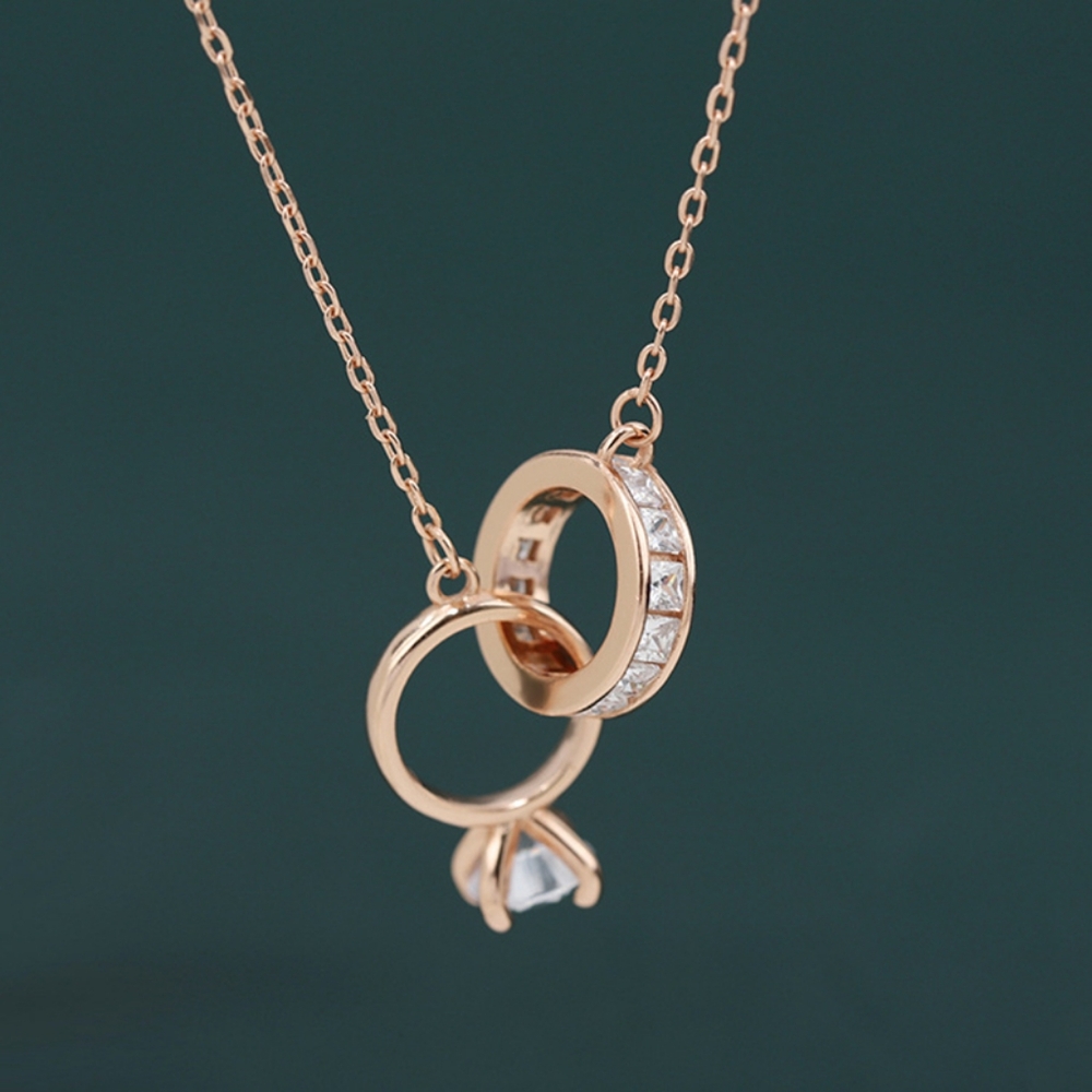 14k gold diamond ring necklace - Picture 7 of 16
